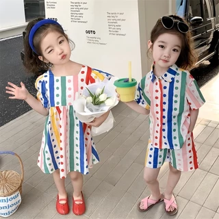 Beryl kids🌸ชุดเซ็ทเด็ก แฟชั่น🎀สไตล์ใหม่สำหรับเด็กชายและเด็กหญิง กระโปรงน่ารัก เสื้อฮาวาย กางเกงชายหาด ใส่สบาย ฤดูร้อน