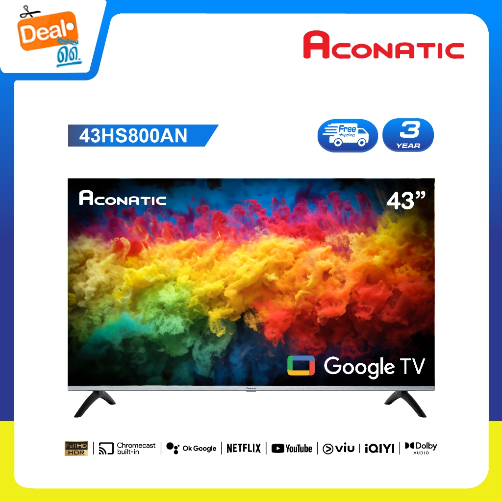 ใหม่ Aconatic ทีวี 43 นิ้ว FHD Google TV รุ่น 43HS800AN ระบบปฏิบัติการ Google/Netflix & Youtube, Wif