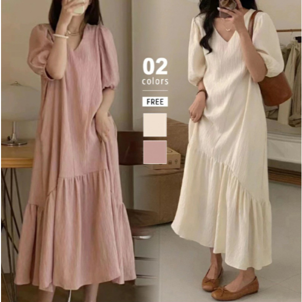 Aurora dress เดรสยาวแขนสั้น TS1868