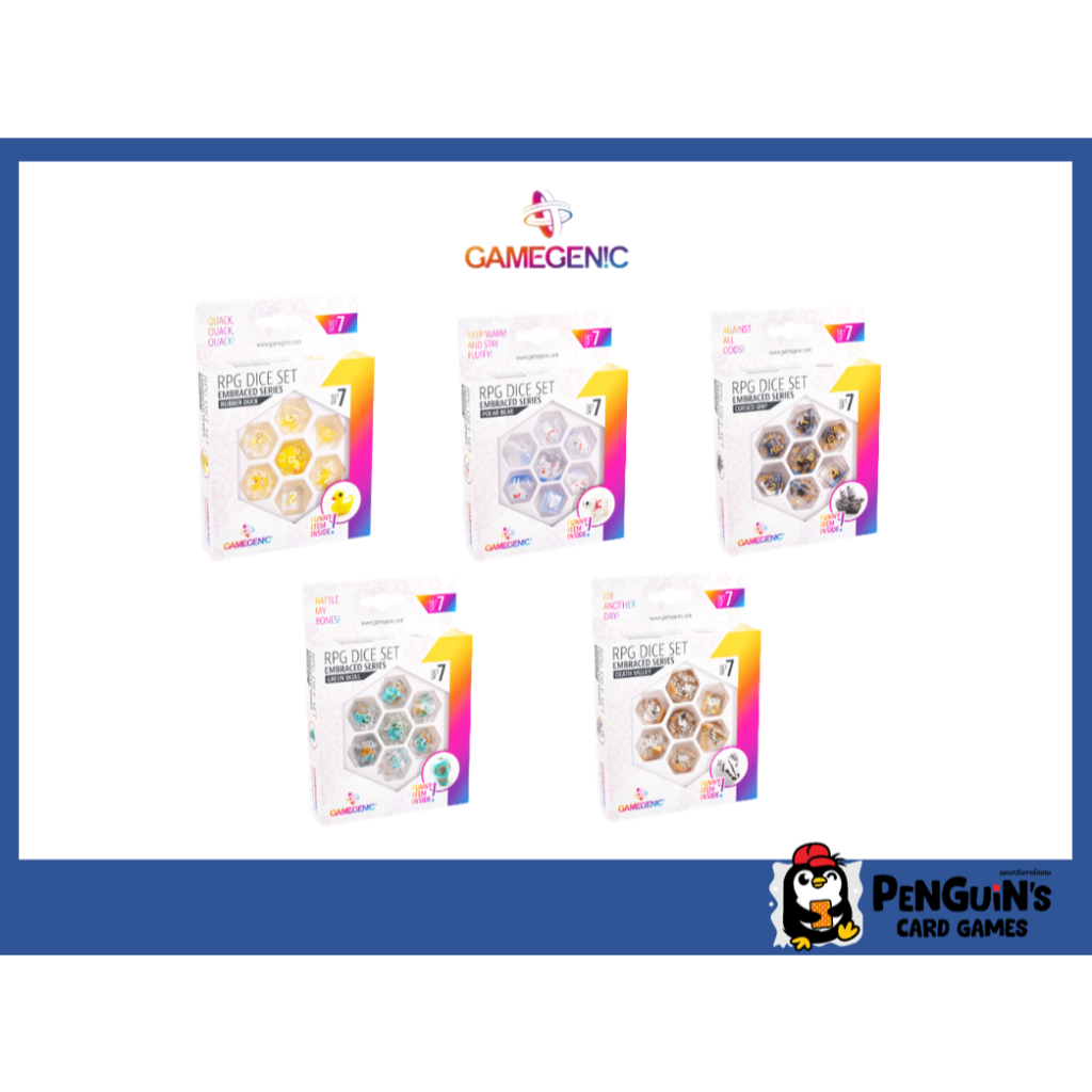 [Gamegenic] RPG DICE SET (SET OF 7)  EMBRACED SERIES Rubber Duck, Polar Bear, Green Skull, Shield&Sw