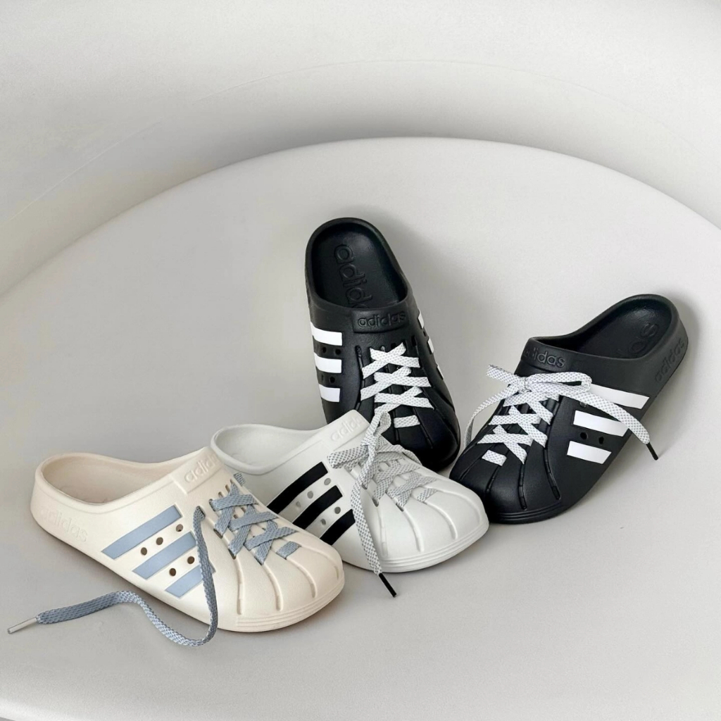 Adidas Adilette Clogs Sports slippers รองเท้าแตะแพลตฟอร์ม EVA พื้นนิ่มนุ่ม กันลื่น สีพื้น ใส่ได้ทั้งผู้หญิ