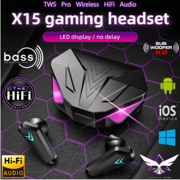 TWS X15 และ ชุดหูฟังสเตอริโอเบส 9D ไฮไฟ 360°