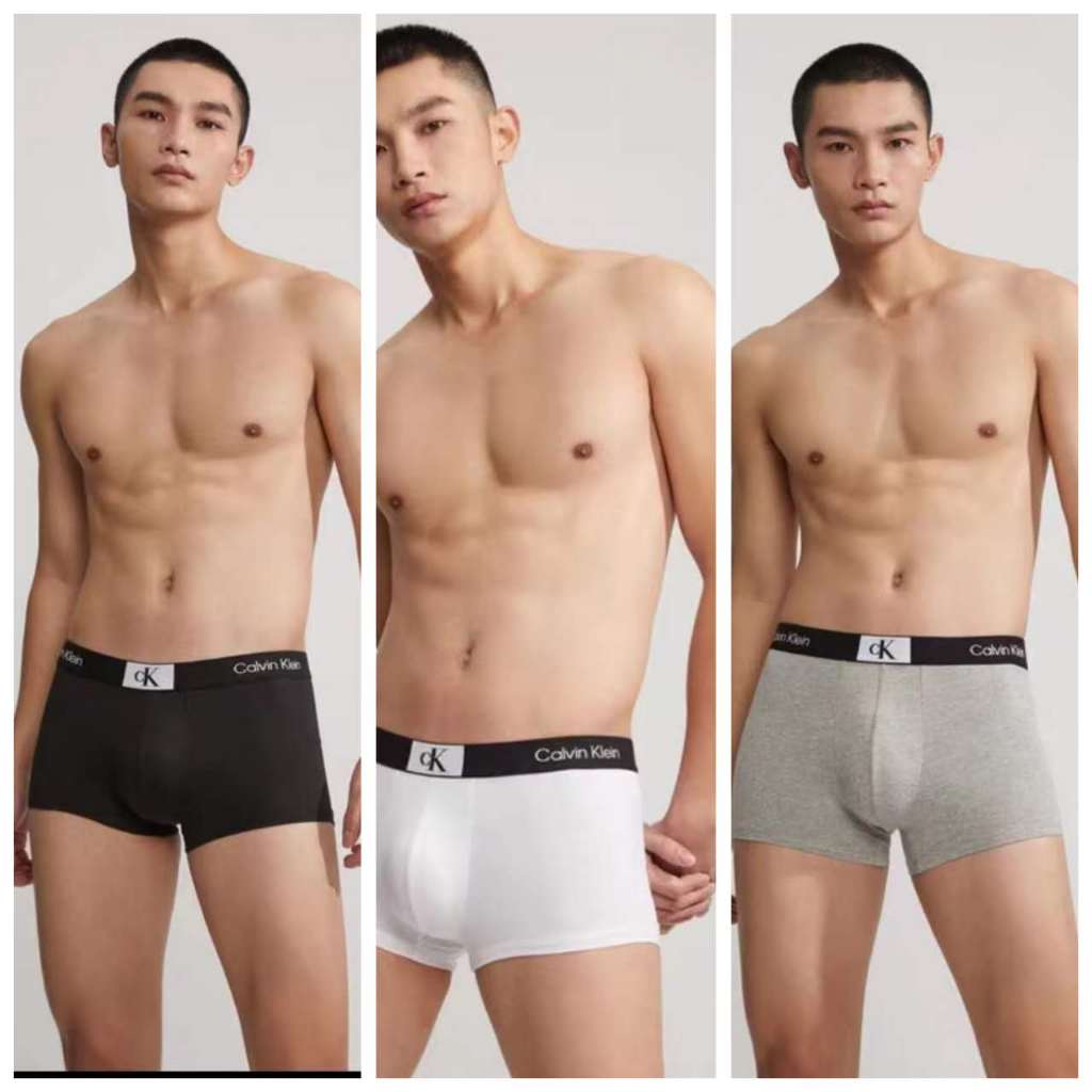 0💥พร้อมส่ง💥 Calvin Underwear กางเกงในชาย CK กางเกงใน Calvin Klein boxer ck (3ชิ้น) ของแท้ 100% เนื้อผ้าระบาย