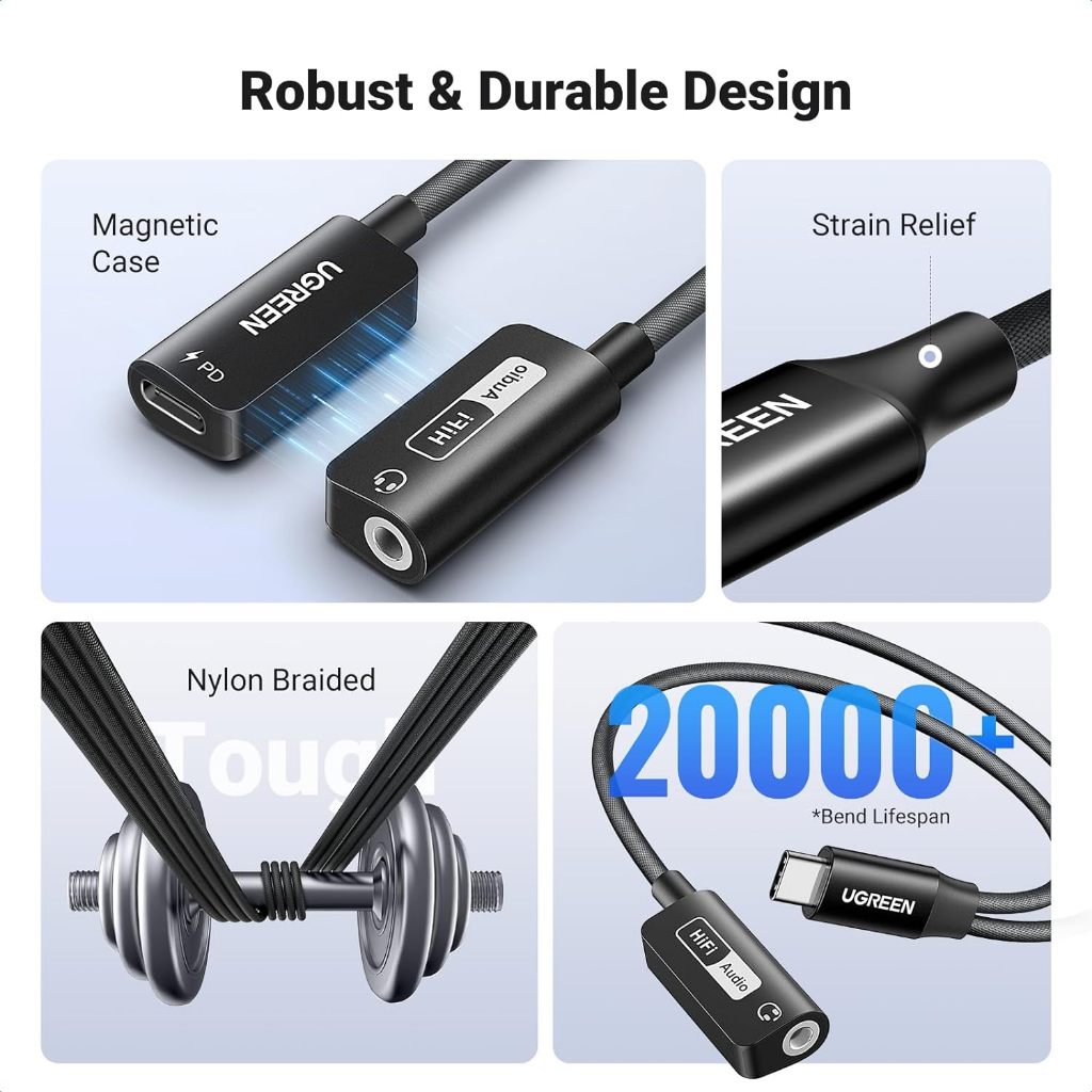 UGREEN รุ่น 25837 อะแดปเตอร์ 2in1 USB C ไป 3.5 มม Aux to USB C PD 60W Fast Charging