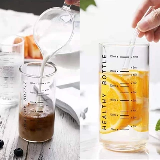 แก้วทรงกลมสูง มีสเกล 300ml 10ออนซ์ แก้วใส่เครื่องดื่ม สีใส แก้วคาเฟ่ มินิมอล ใส่ชาเย็น แก้วสกีน แก้วทรงเก๋ๆ