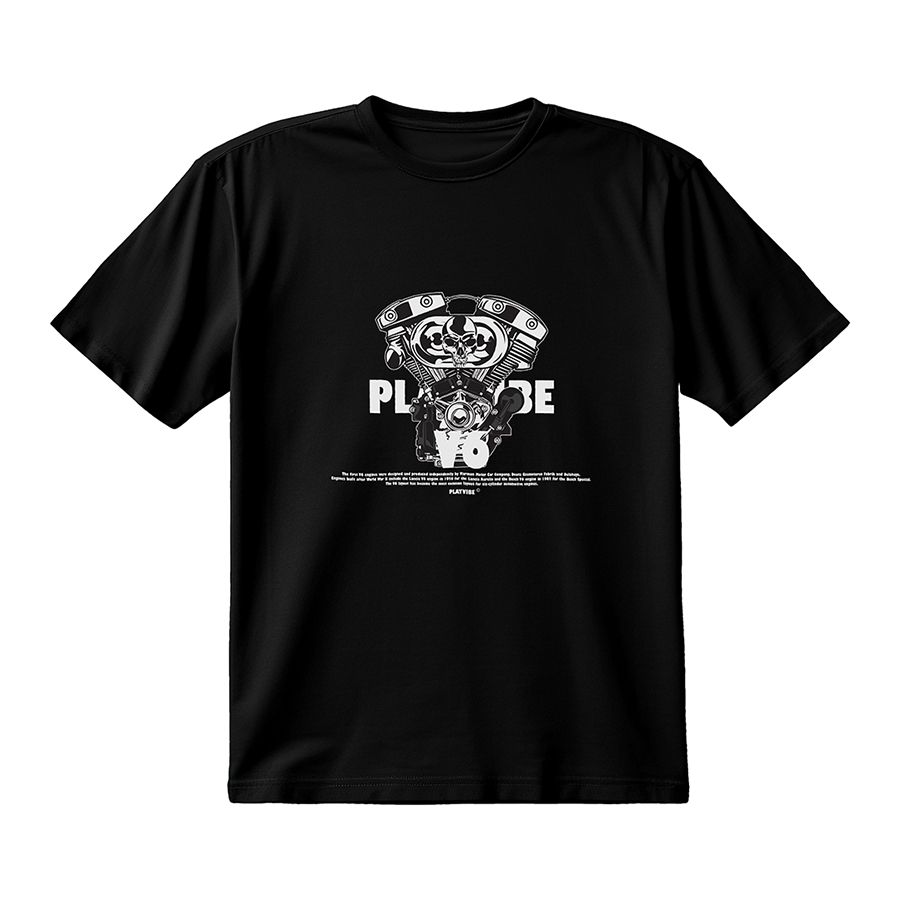 PLAYVIBE เสื้อยืดผู้ชาย ลาย PV.V6 ENGINE