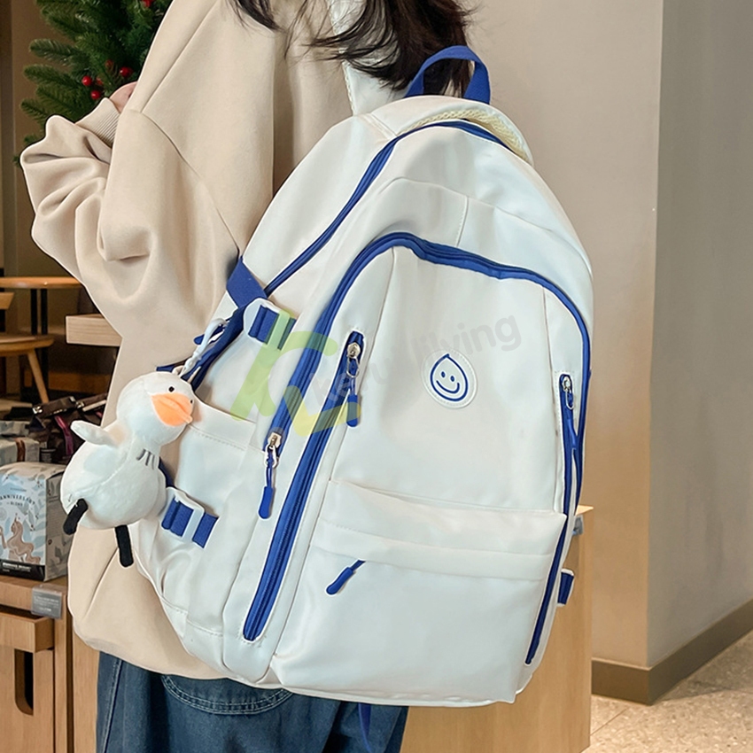 กระเป๋ารูปยิ้ม กระเป๋านักเรียน School bag เป้สะพายหลัง สำหรับผู้ชายเเละผู้หญิง มีหลายช่อง สายปรับได้