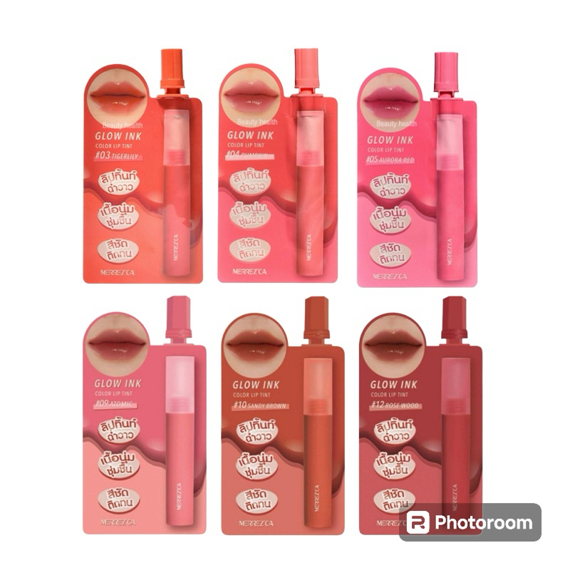 แบบซอง ลิป เมอร์เรซกา โกลว์ อิงค์ คัลเลอร์ ลิปทินท์ Merrezca Glow Ink Color Lip Tint 2 ml.