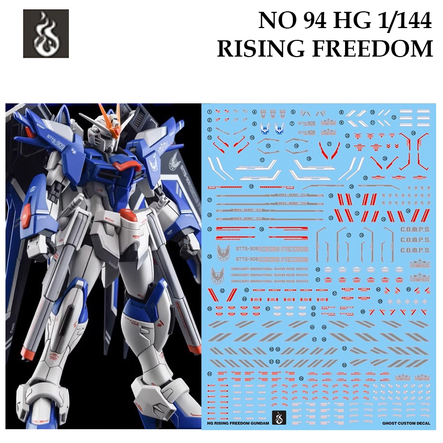 ดีคอลน้ำ [GHOST] HG 94 STTS-909 RISING FREEDOM GUNDAM HG 1/144 WATER SLIDE DECAL FLUORESCENT MODEL KITS HG94