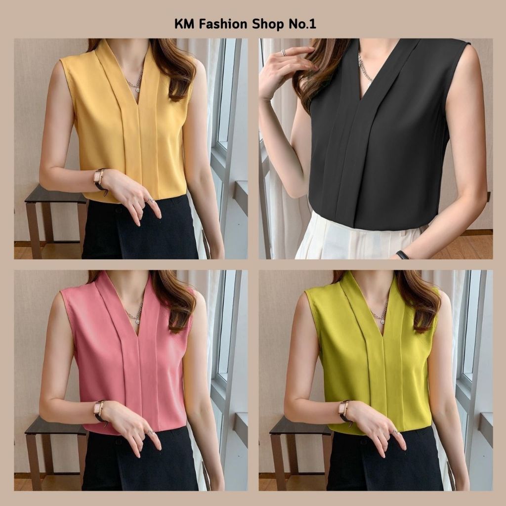 เสื้อแขนกุดขอบคู่ S-2XL
