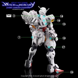 ดีคอลน้ำ DECAL [GHOST] HG 1/144 CALIBARN GUNDAM THE WITCH FROM MERCURY สะท้อนแสงแบล็คไลด์