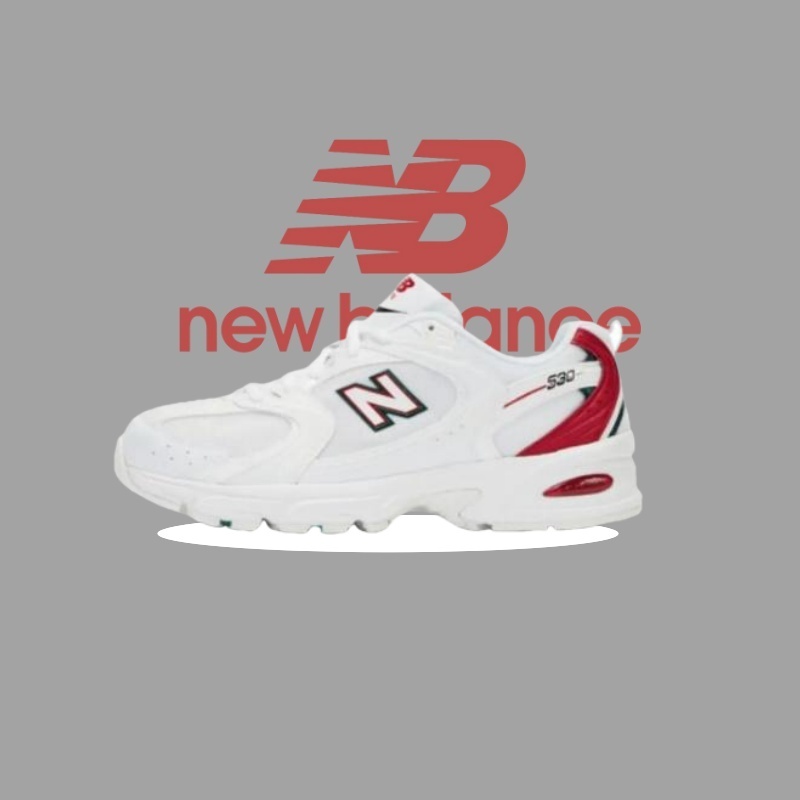 New Balance NB 530 สีขาวแดง รองเท้า รองเท้าผ้าใบ รูปแบบ ของแท้ 100 %