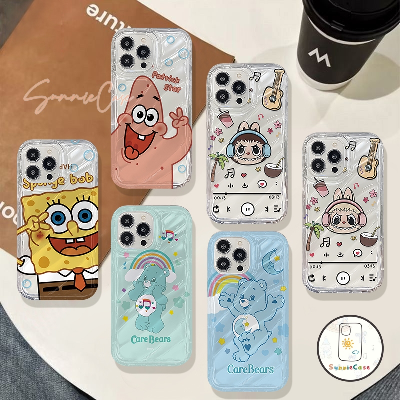 แฟชั่น การ์ตูนสายรุ้งน่ารักดูแลหมี ที่อยู่อาศัย เข้ากันได้ iPhone XR 14 11 15 13 12 Pro Max 14 15 8 6s 7 6 Plus XS Max X