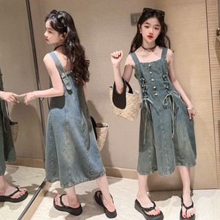 🇹🇭พร้อมส่งในไทย🇹🇭  ชุดกระโปรงยีนส์เด็ก N4330 (2-14 ขวบ)