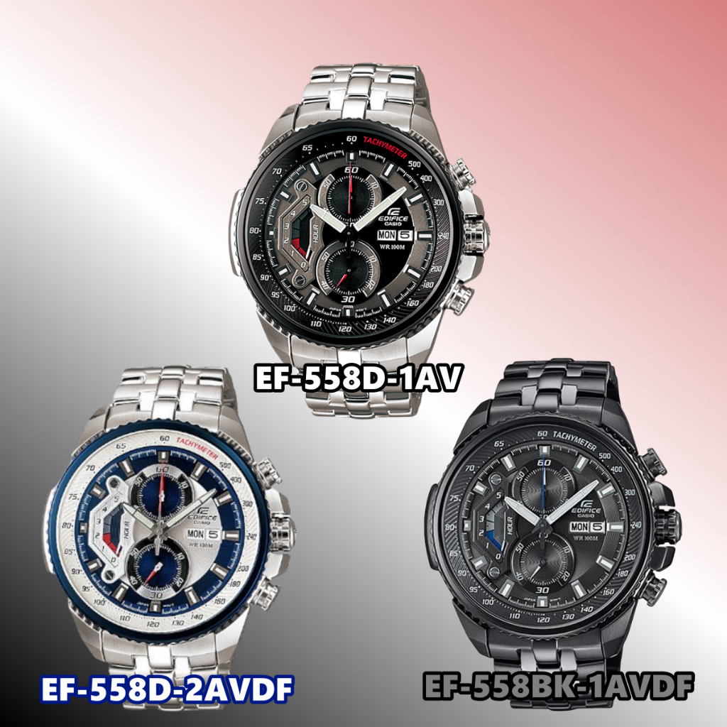 นาฬิกาข้อมือ Casio Edifice Chronograph รุ่น EF-558D-2AVDF นาฬิกาข้อมือสำหรับผู้ชาย สาย Stainless แข็งแรงทนทาน