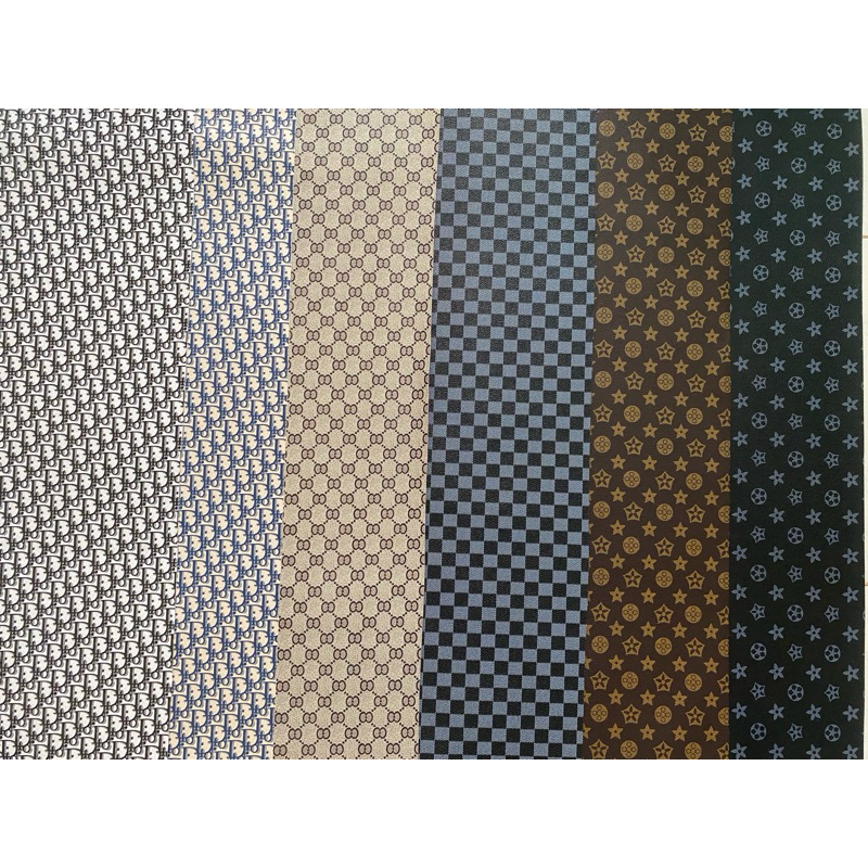 หนังเทียมpvcลายหลุยส์และลายกุชชี่ กันน้ำ กันความร้อน หุ้มเบาะ หุ้มลำโพง ผ้าปูโต๊ะ DIYชิ้นงาน