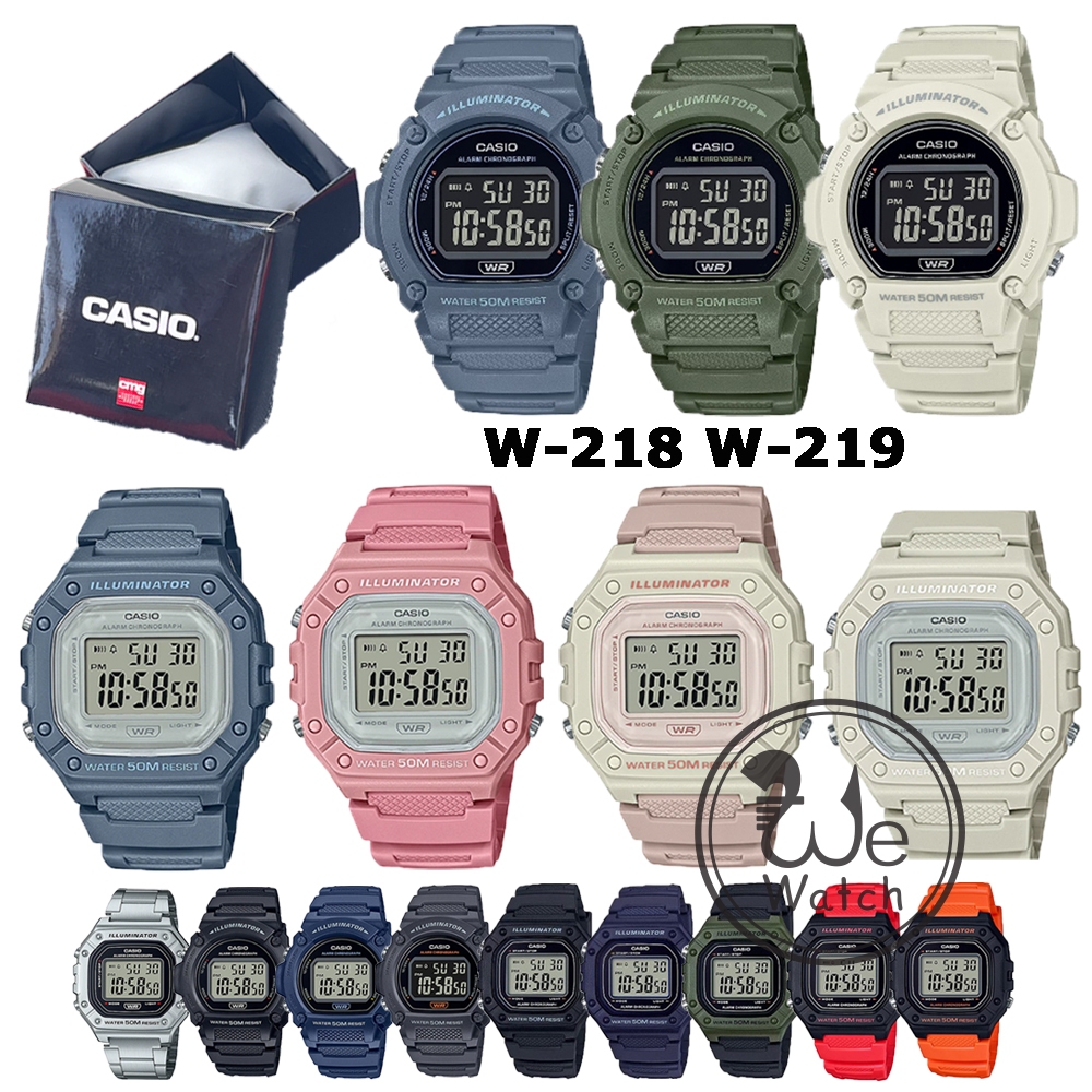 !!ประกัน1ปีและกล่อง CMG!! CASIO รุ่น W-218HC W-218HD W-218H W-219H นาฬิกาชายและหญิง W218 W219