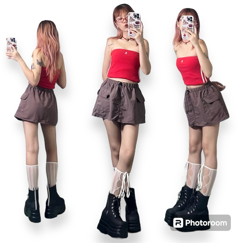 Mini skirt กระโปรงคาโก้ผ้าร่ม