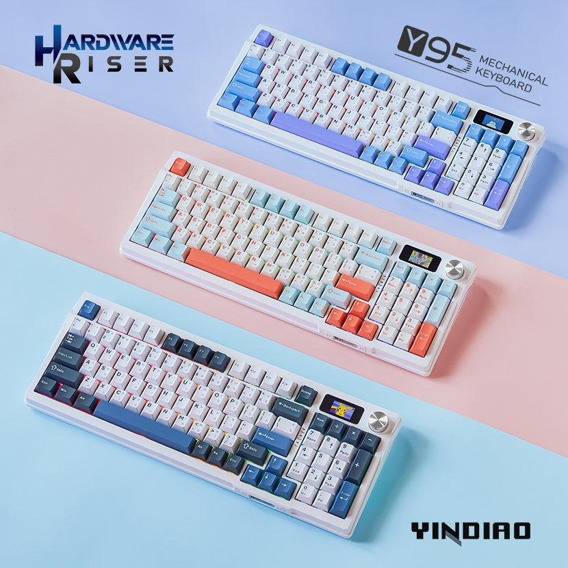 YINDIAO - Y95 คีย์บอร์ด 98% Full Size พร้อมจอ TFT Screen & Knob คีย์บอร์ดไร้สาย 2.4Ghz / BT / USB-C