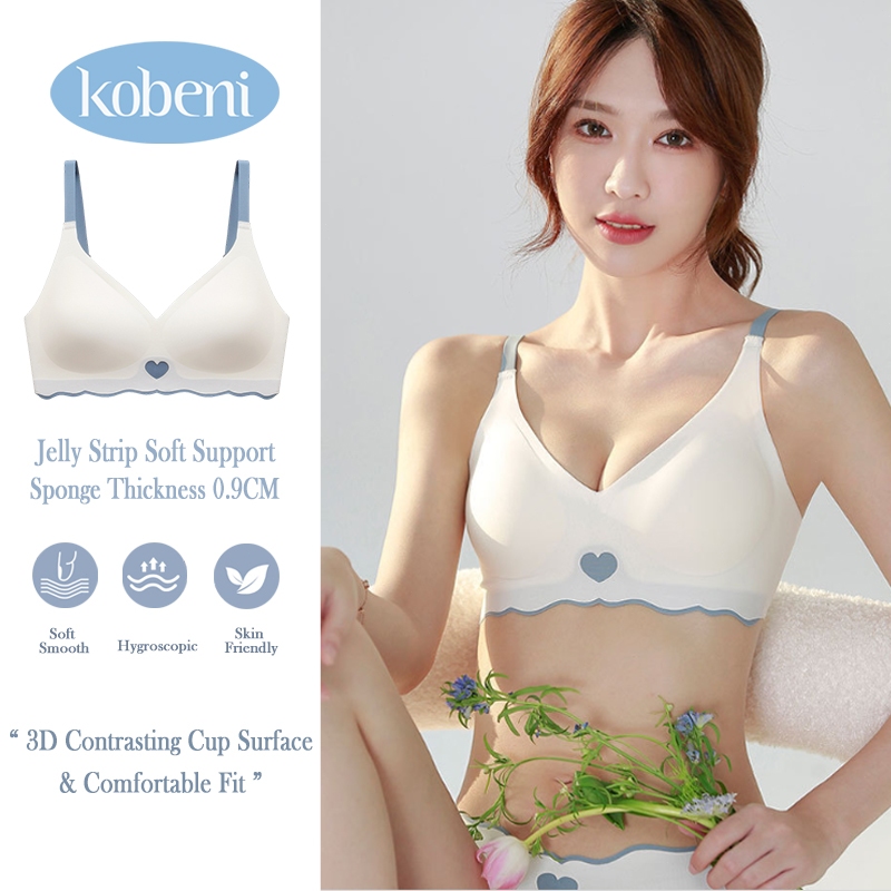 ⭐KOBENI⭐BRA เจลลี่บรา บราไร้ขอบ ไร้โครง เสื้อชั้นใน สีทูโทนลายหัวใจ ใส่สบาย เนื้อผ้านิ่ม เก็บทรงดี