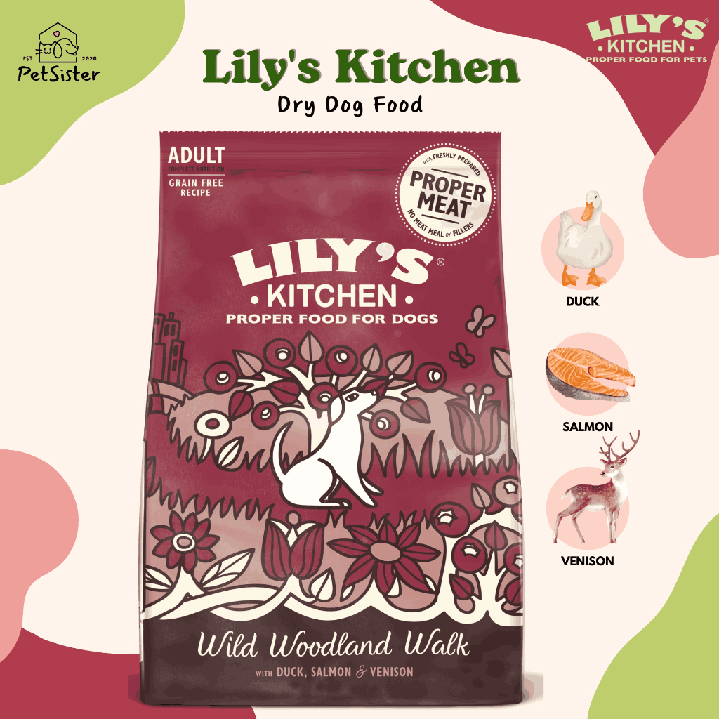 🐶Lily's Kitchen Wild Woodland Walk Dry Dog Food 1kg สูตรเป็ด แซลมอน กวาง อาหารสุนัขเกรดพรีเมี่ยม x P