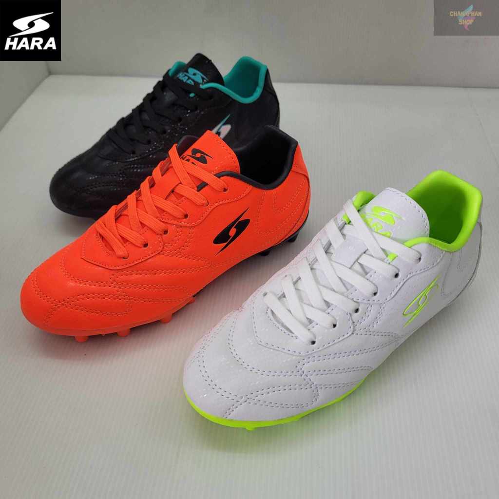 รองเท้าฟุตบอลเด็ก รองเท้าสตั๊ดเด็ก HARA รุ่น F33K สีขาว/สีส้ม/สีดำ SIZE 31-38