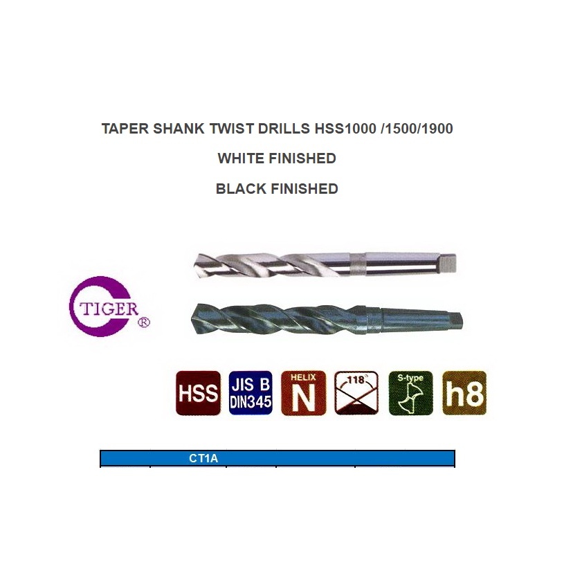 ดอกสว่าน ก้านเทเปอร์ ไฮสปีด1500  55-60MM. *พร้อมส่ง* TAPER SHANK TWIST DRILLS HSS1500 ยี่ห้อ TIGER C
