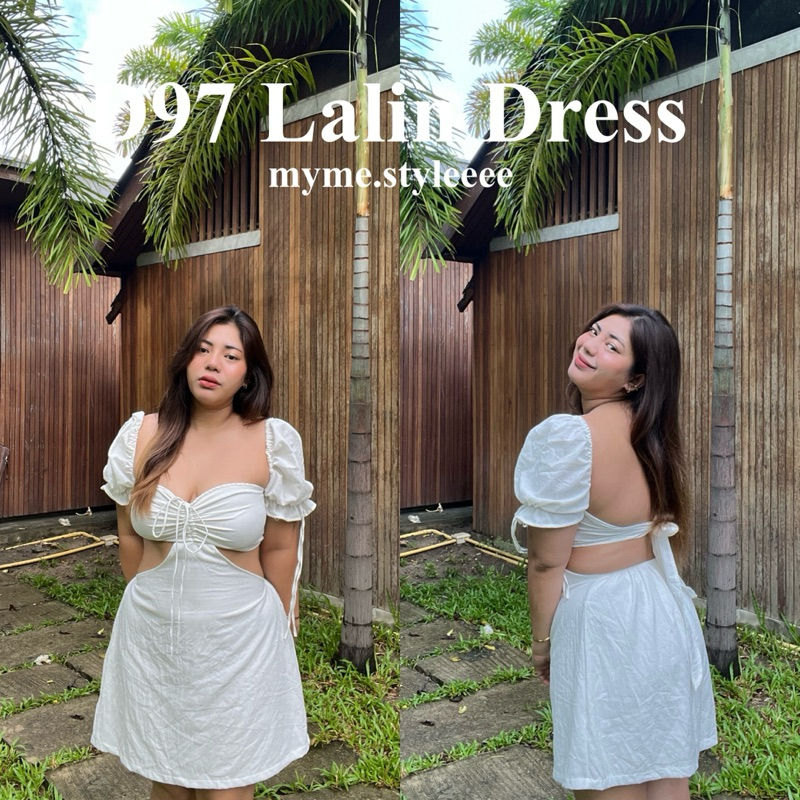 D97 Lalin Dress - myme.styleee เดรสแขนตุ๊กตาสาวอวบ