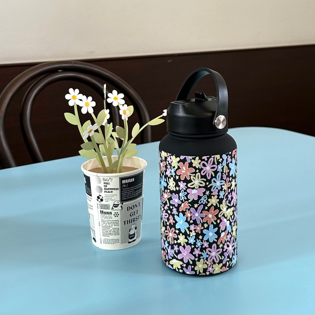 amusestuff-flower bottle กระติกน้ำเก็บความเย็นลายดอกไม้