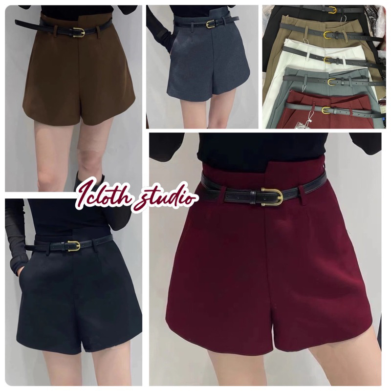 Bitty Short กางเกงขาสั้น เอวสูง มาพร้อมเข็มขัด สไตล์มินิมอล ทรงสวย