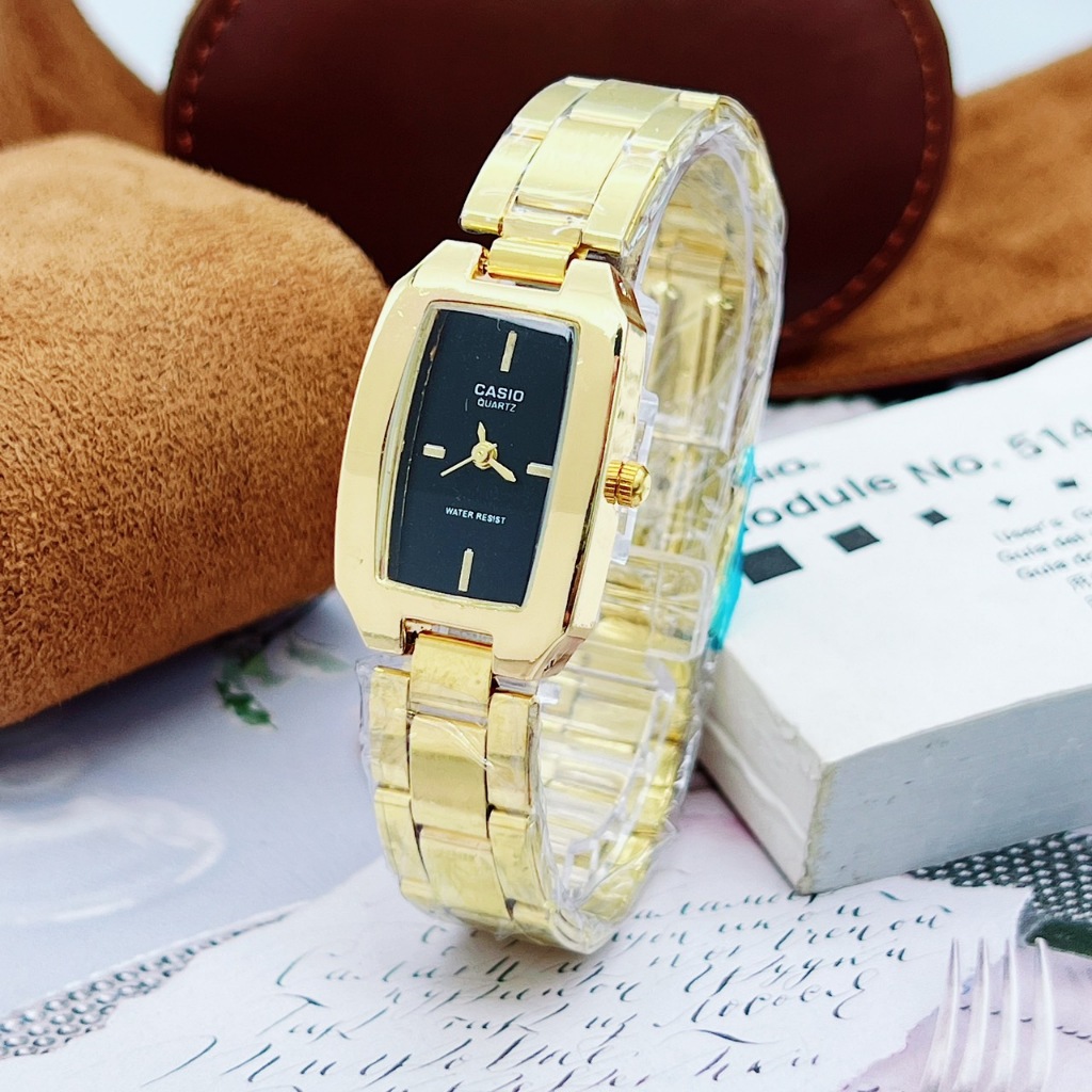 นาฬิกาข้อมือคาสิโอ้ สายเลท หน้าปัดสี่เหลี่ยมขนาด22มม. รุ่น LTP-1165A ดีไซน์จุดเพชร