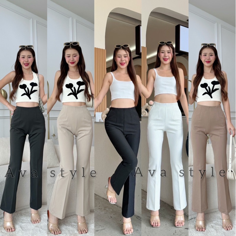 ผ้าหนา ใส่กระชับ กางเกงขาม้าเล็ก(ผ้าโรเชตพรีเมียม) ผ้าดีทรงสวย