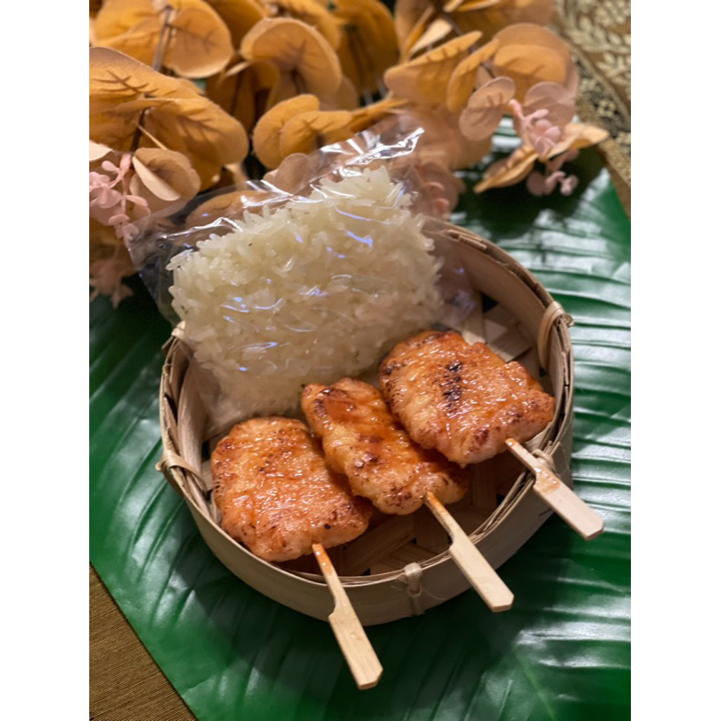 โมเดลหมูปิ้ง ข้าวเหนียว โมเดลอาหาร โมเดลอาหารไทย โมเดลอาหารเช้า (ราคารวมเข่ง)