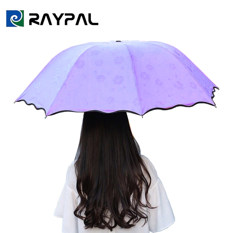 RAYPAL ร่มกันฝน รุ่นผ้า2ชั้น โดนน้ำเปลี่ยนลายดอกไม้  กันแดด กันยูวี กันUV พับได้ พับ Umbrella No. UV3864