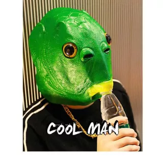 evebell หน้ากากยางปลา Animal rubber mask หน้ากากยางรูปสัตว์ สีเขียว สำหรับ Party