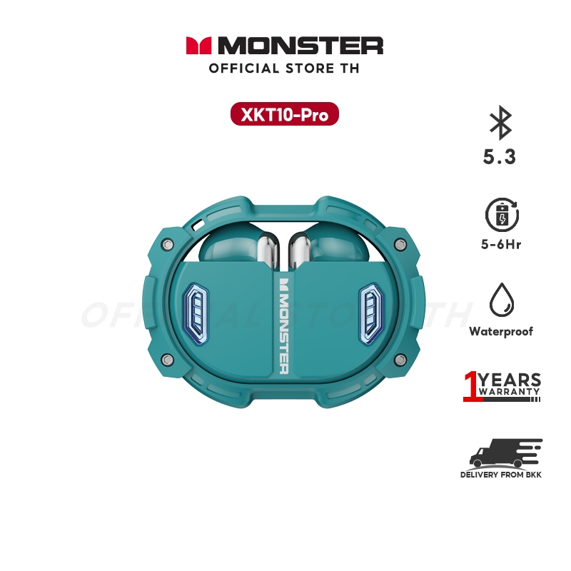 Monster XKT10 PRO BT5.3 หูฟังบลูทูธไร้สาย โหมดไมค์คู่ มีโหมดเกมมิ่ง คุณสมบัติครบครัน รับประกัน 1 ปี
