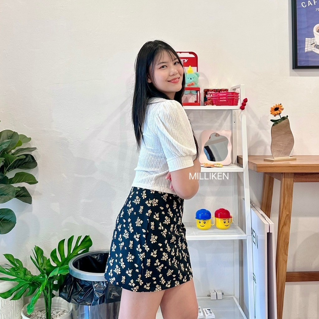 กระโปรงทรงเอ ลายดอกไม้ มีกางเกงซับใน กระโปรงลายดอกไม้ เกาหลี น่ารัก ราคา ถูกที่สุด ดีลบีเคเค แกลเลอรีภาพที่ 6
