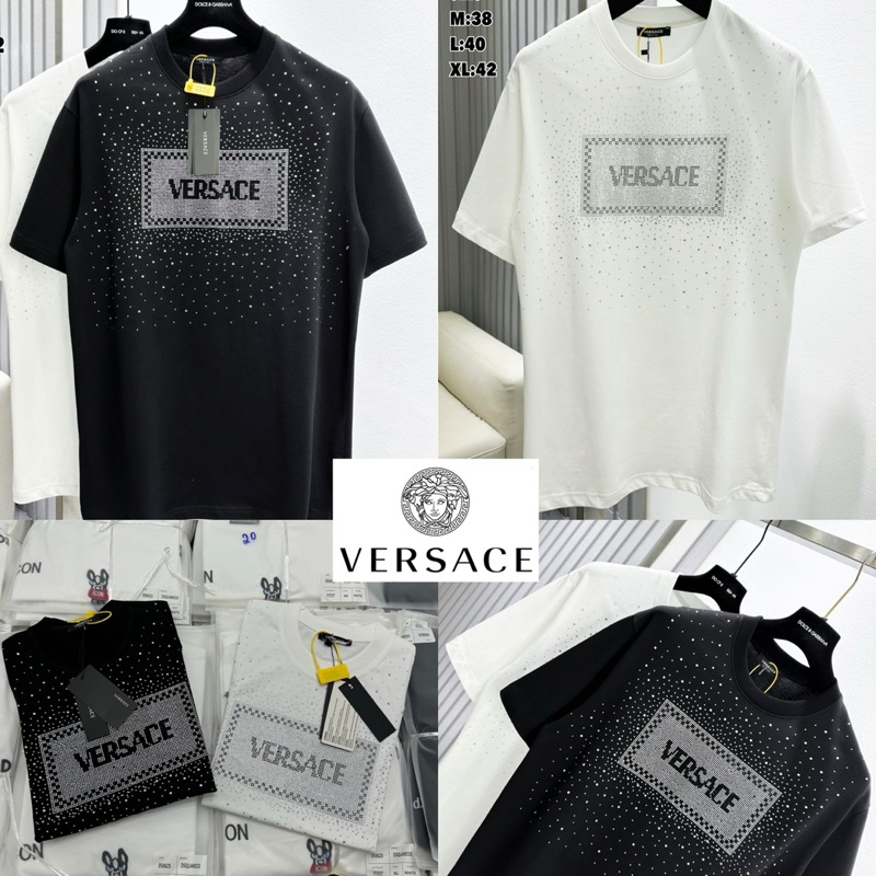Versace Basic T-shirt 🖤🤍 Hiend 1:1 🔖 เสื้อยืดแขนสั้นคอกลม cotton 💯