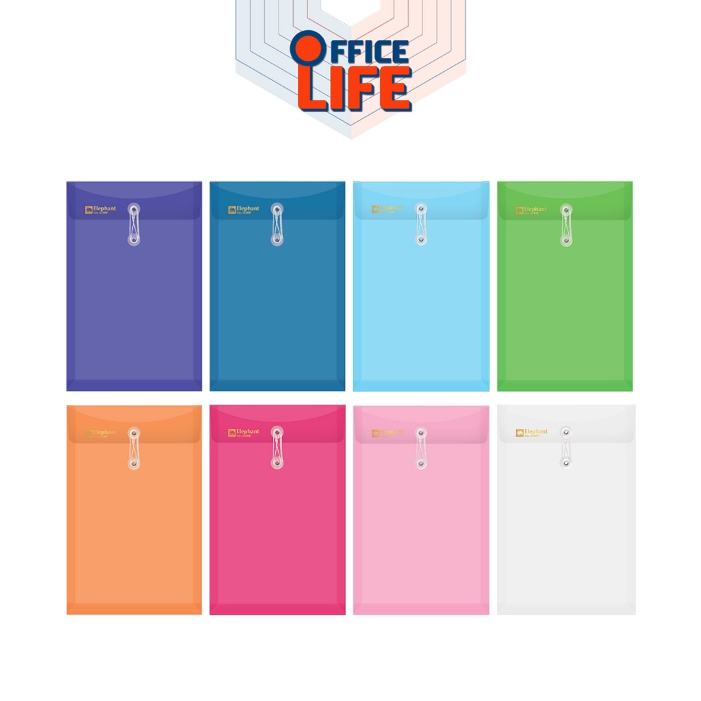 Elephant แฟ้มซองพลาสติก ผูกเชือก แฟ้มกระเป๋าซองตาไก่ รุ่น 431 ขนาด A4 / F4 ตราช้าง ขยายข้างได้ 1 ซอง