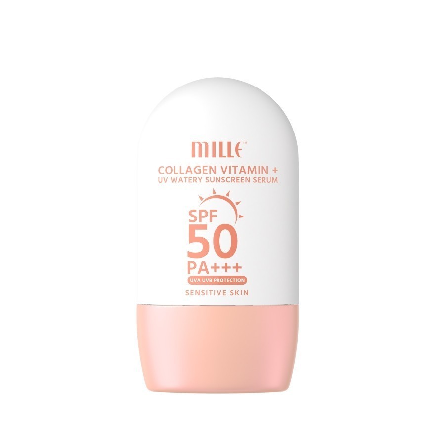 แบบหลอดMille กันแดดสูตรน้ำผสมคอลลาเจน Collagen Vitamin Plus Watery Sunscreen SPF50 PA+++ 10 ml.