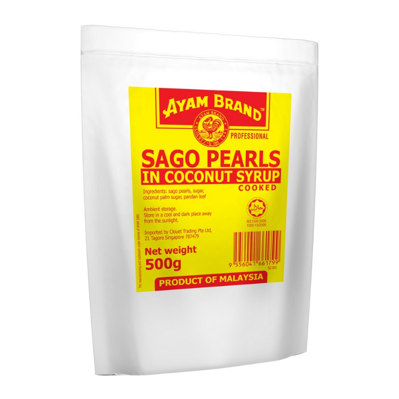 อะยัม สาคูในมะพร้าวไซรัป พร้อมทาน 500 กรัม - Sago Pearls in Coconut Syrup 500g Ayam brand