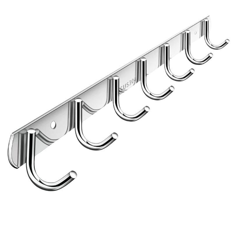ราวตะขอ ราวแขวน อเนกประสงค์ สแตนเลส 304 แบบ 7 ตะขอ ความยาว 38 ซม. Stainless Steel 304 Multipurpose Hook, 7 hooks, 38 cm