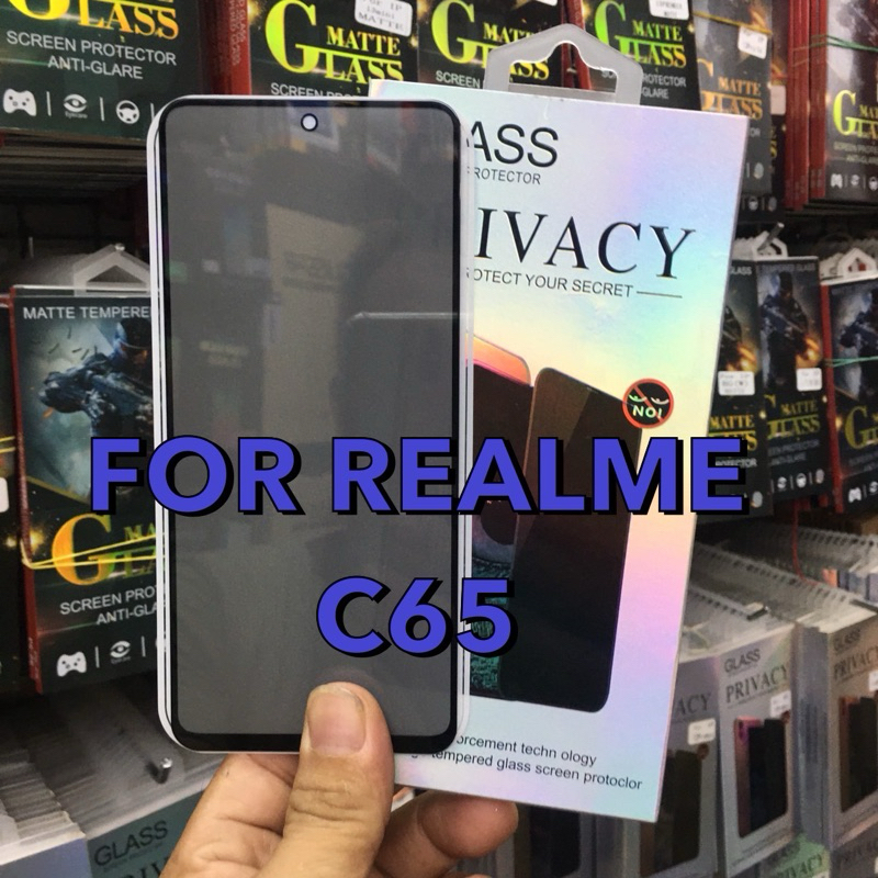 ฟิล์มกระจกเต็มจอ(กันมอง) รุ่น Realme C65(4G) (ตรงรุ่น) ฟิล์มกันมองPRIVACY กันคนมอง กันรอยขีดข่วน สินค้าพร้อมส่งในไทย