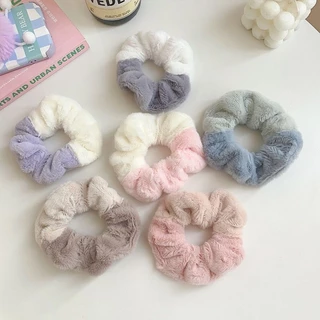 L056 ยางรัดผมสีทูโทน เส้นใหญ่ 9.5 ซม. ผ้านุ่ม พร้อมส่งจากไทย