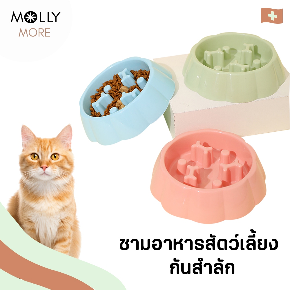 MOLLY ชามอาหารสัตว์เลี้ยง ชามอาหารกันสำลัก Anti – choke Bowl ฝึกให้ทานช้าลง ชามหมา ชามแมว