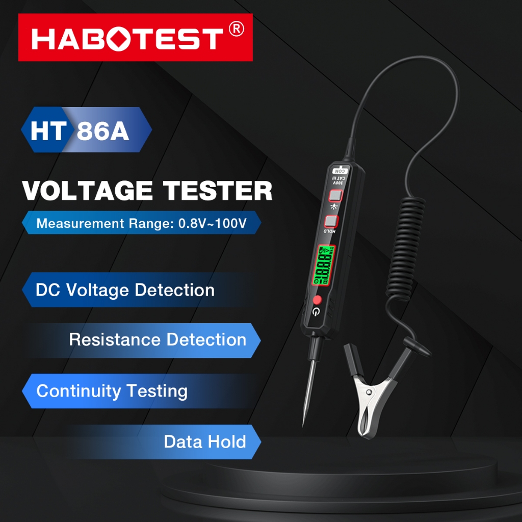 HABOTEST HT86A เครื่องทดสอบแรงดันไฟฟ้า 2V-100V ระบบไฟ Probe Test โคมไฟอัตโนมัติ รถ เครื่องทดสอบวงจรไฟ