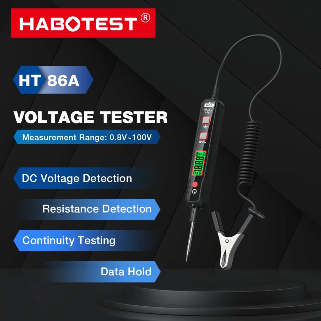 HABOTEST HT86A เครื่องทดสอบแรงดันไฟฟ้า 2V-100V ระบบไฟ Probe Test โคมไฟอัตโนมัติ รถ เครื่องทดสอบวงจรไฟ