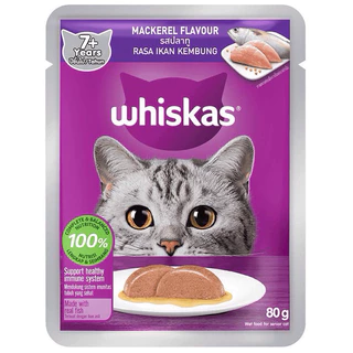 (แบบซอง) วิสกัส อาหารแมว Whiskas แบบซอง 80 กรัม. 12รสชาติ สำหรับแมวโตและลูกแมว รับประกันสินค้าใหม่