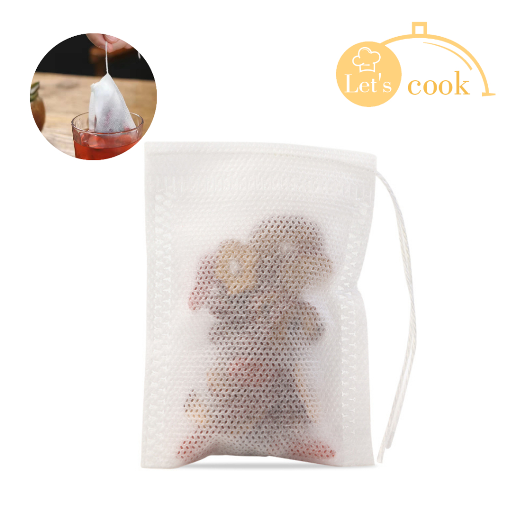 ถุงใส่ใบชา กรองกาแฟ 100ชิ้น tea bag Let's cook