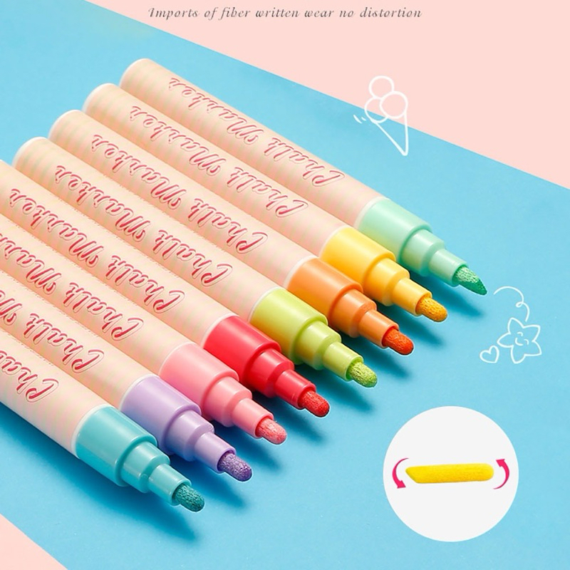 ปากกาชอล์กน้ำ ชอล์กเขียนกระดานดำเคลือบเงา ปากกาเขียนแก้ว เขียนกระจก สีพาสเทล ลบได้ เขียนกระจกได้ ไร้ฝุ่น 6mm